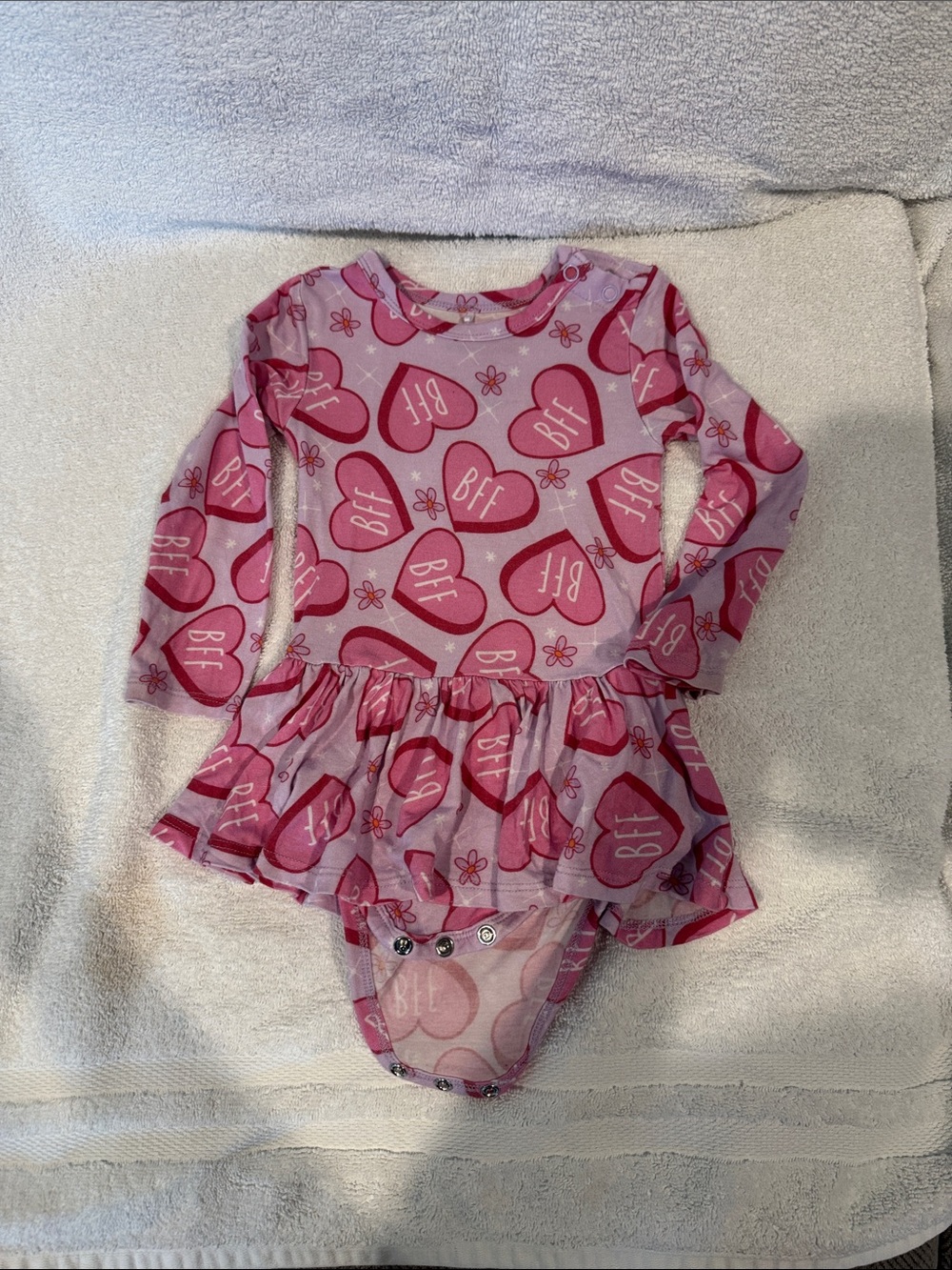 Posh Peanut Pink Heart "BFF" Ruffle One-Piece Swimsuit